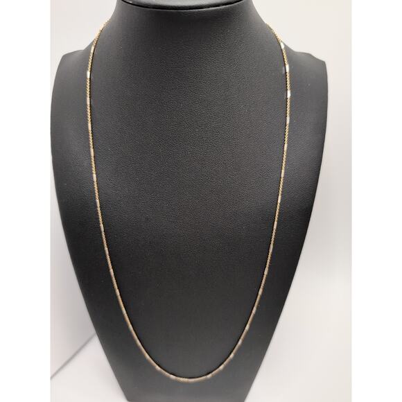 925 Square Bead Fancy Link Chain Necklace Goldtone Sterling Silver - Picture 1 of 5